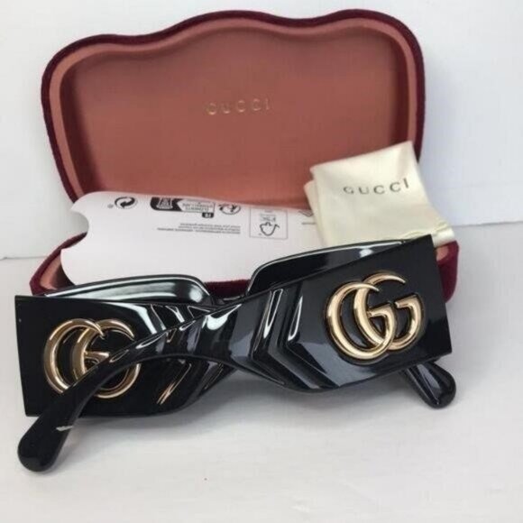 💯 - Authentic New Gucci GG0811S 001 Black / Grey Lens - Picture 9 of 13